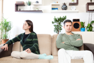 Image of young couple after quarrel